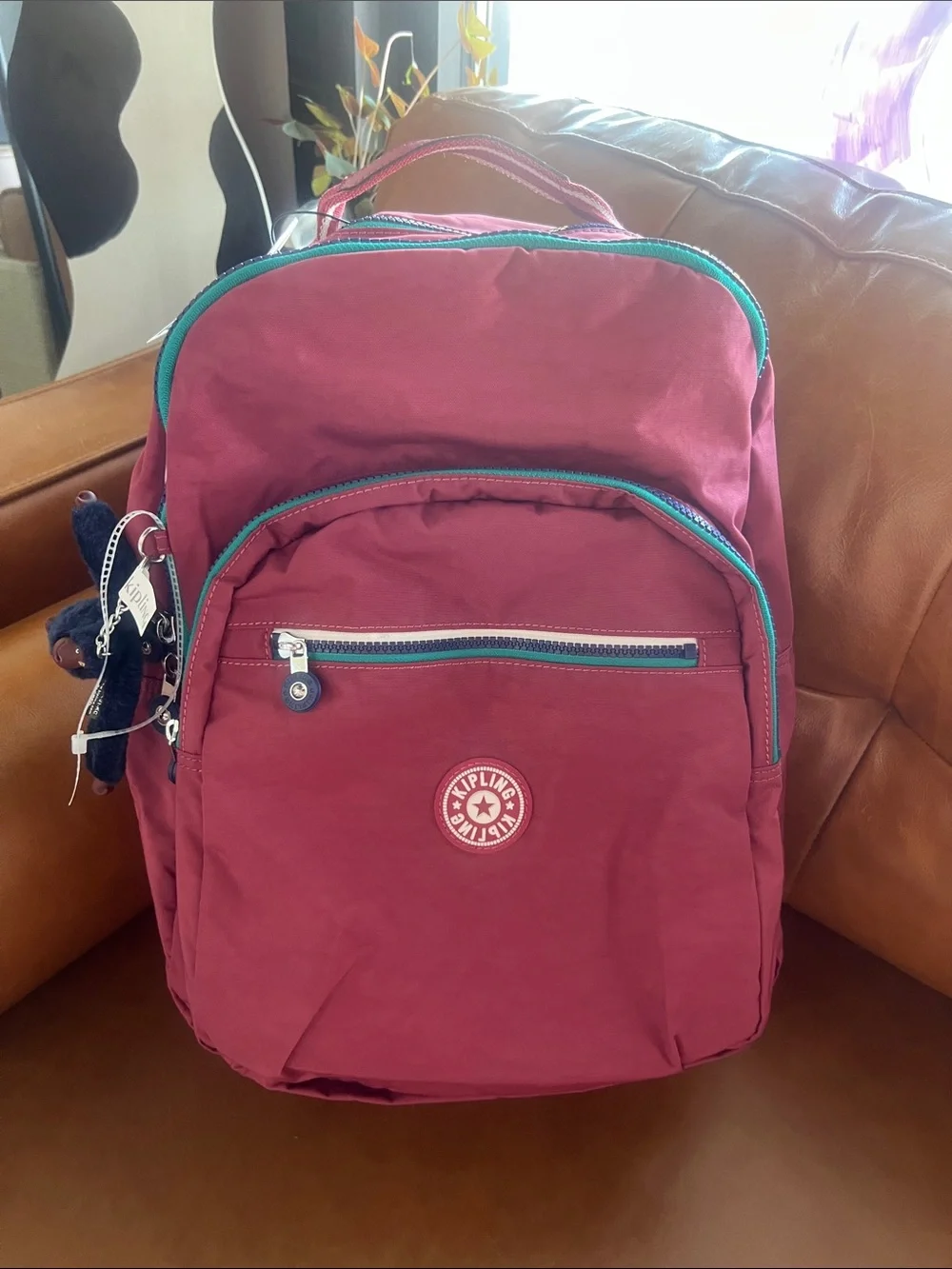 Kipling SEOUL Large 15” Laptop backpack NWT grape tint contrast